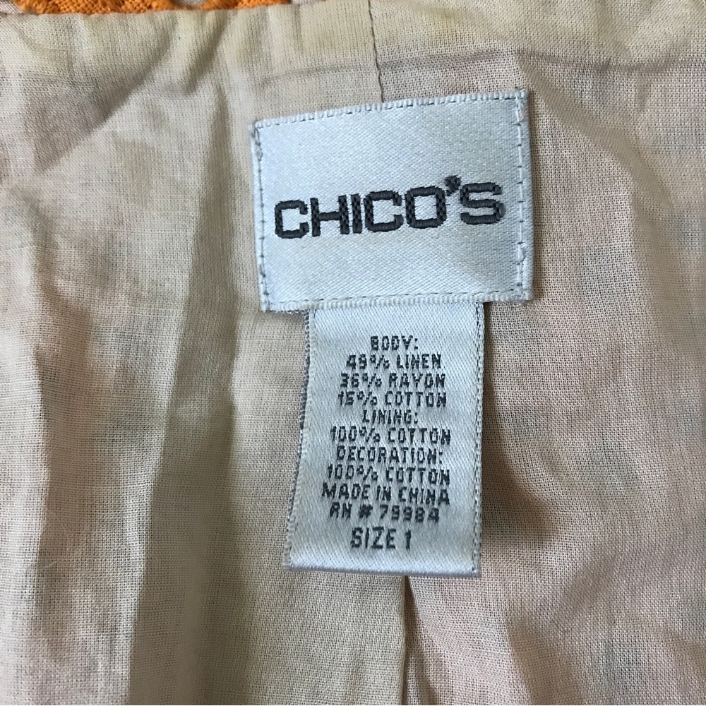Chico’s Orange Eyelet embroidered Jacket blazer size M - Picture 10 of 15